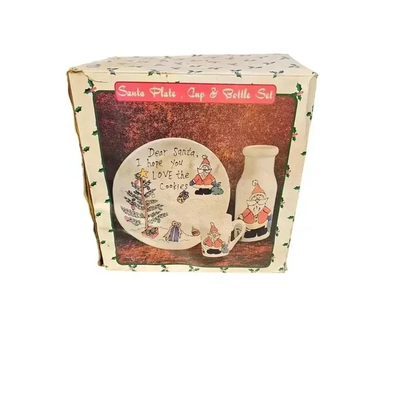Santa plate cup and bottle set - Picture 1 of 3